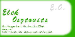 elek osztovits business card